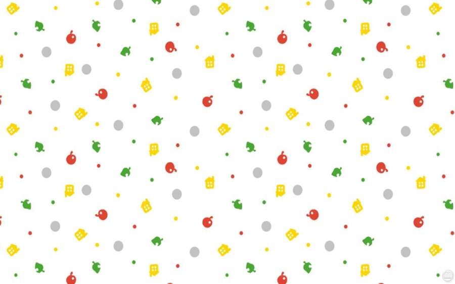 Colorful cartoon icons scattered on a white background in a repeating pattern. — Crossing Wallpaper