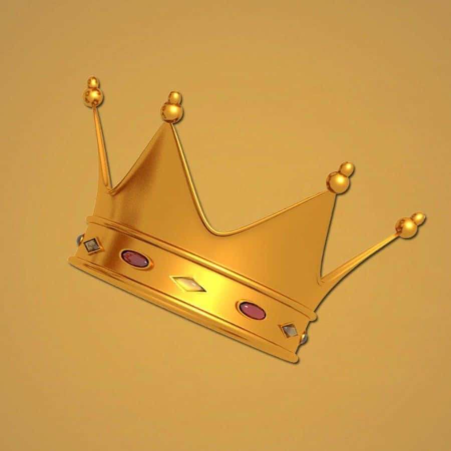 Golden crown with red and clear gems on beige background — Crown Background