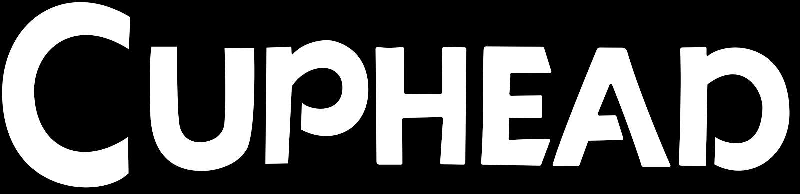 Cuphead game logo in bold white letters on black background — Cuphead PNG