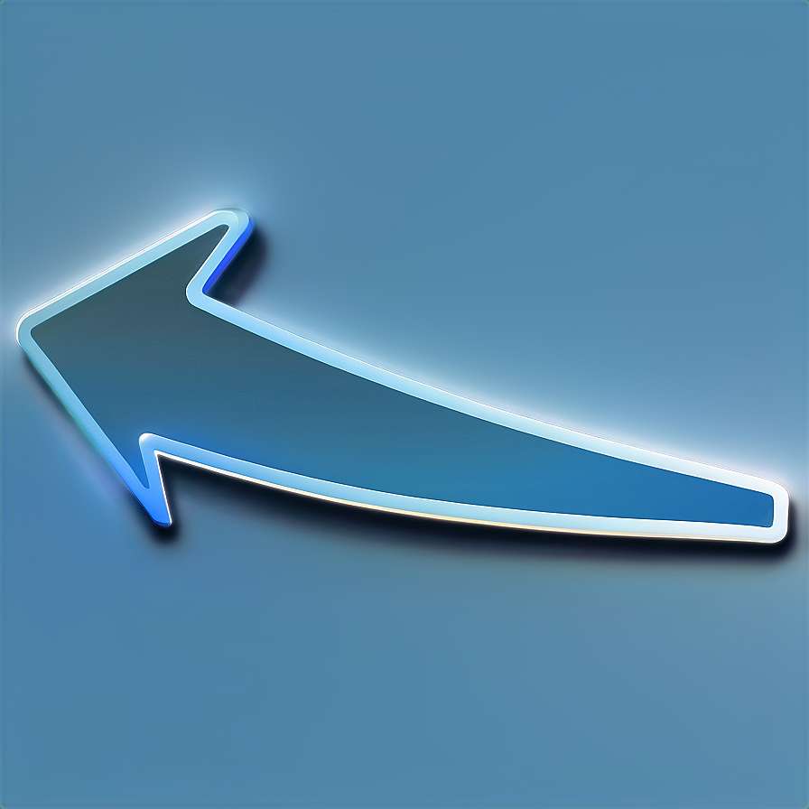 A glowing blue arrow pointing left on a blue background. — Curved Arrow PNG