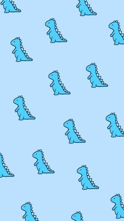 Blue cartoon dinosaurs with spiky backs on a light blue background. — Cute Blue Phone Wallpaper