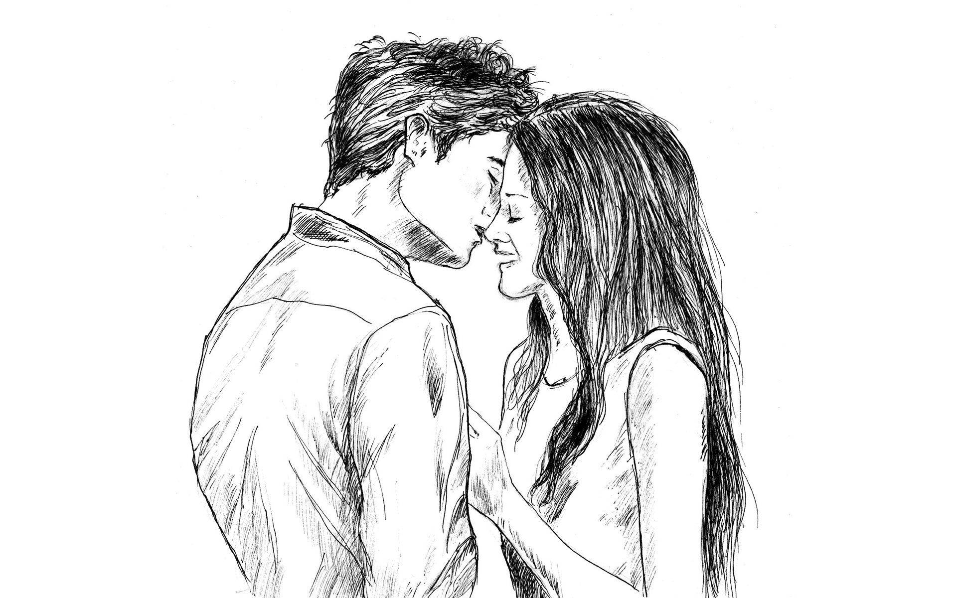Love Couple Pencil Drawing With Name