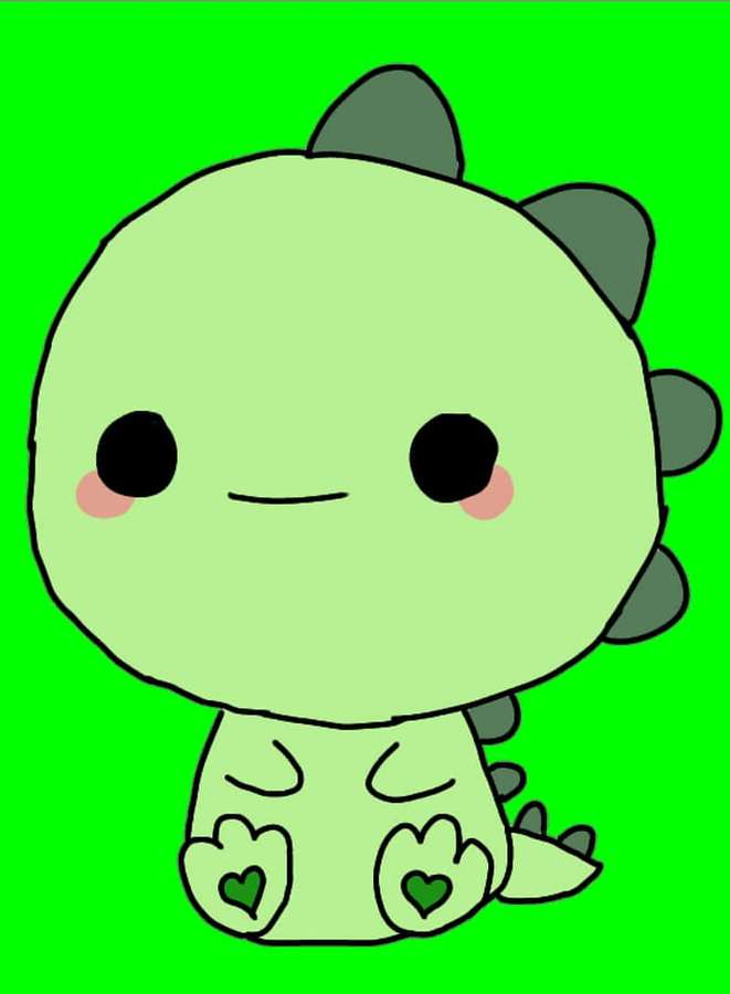 A cute green cartoon dinosaur with heart-shaped feet. — Cute Dino Wallpaper