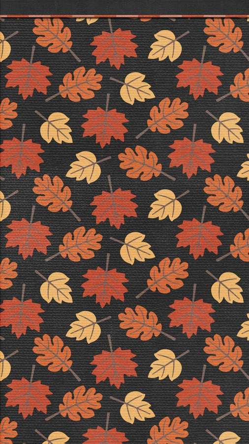 Fall leaves in red orange and yellow on dark textured background pattern. — Cute Fall Pattern Picture
