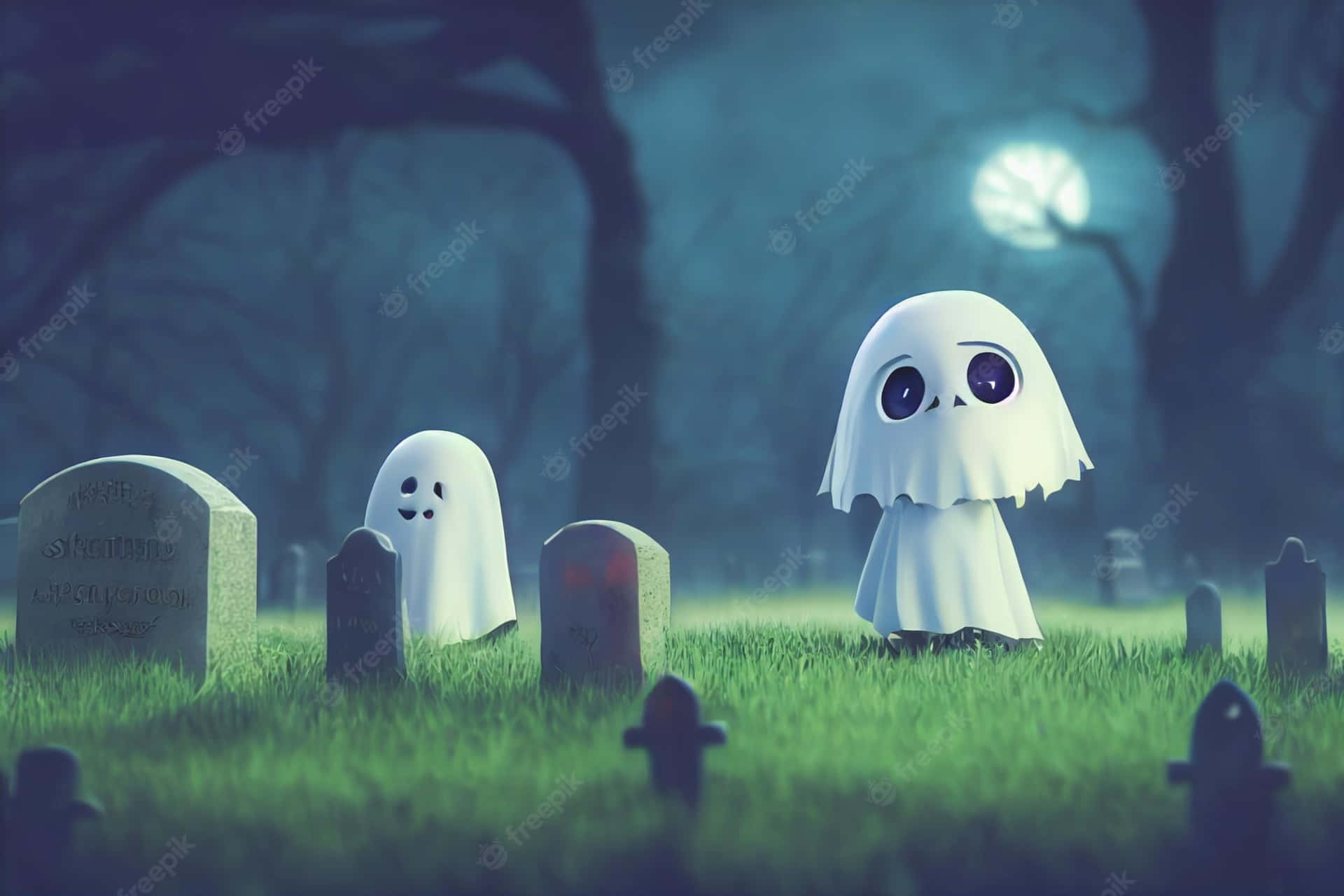 Cute Ghost Background Wallpaper