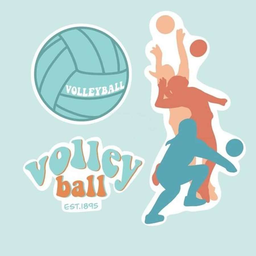 Volleyball players in action with a ball and vintage text design. — Cute Volleyball Wallpaper