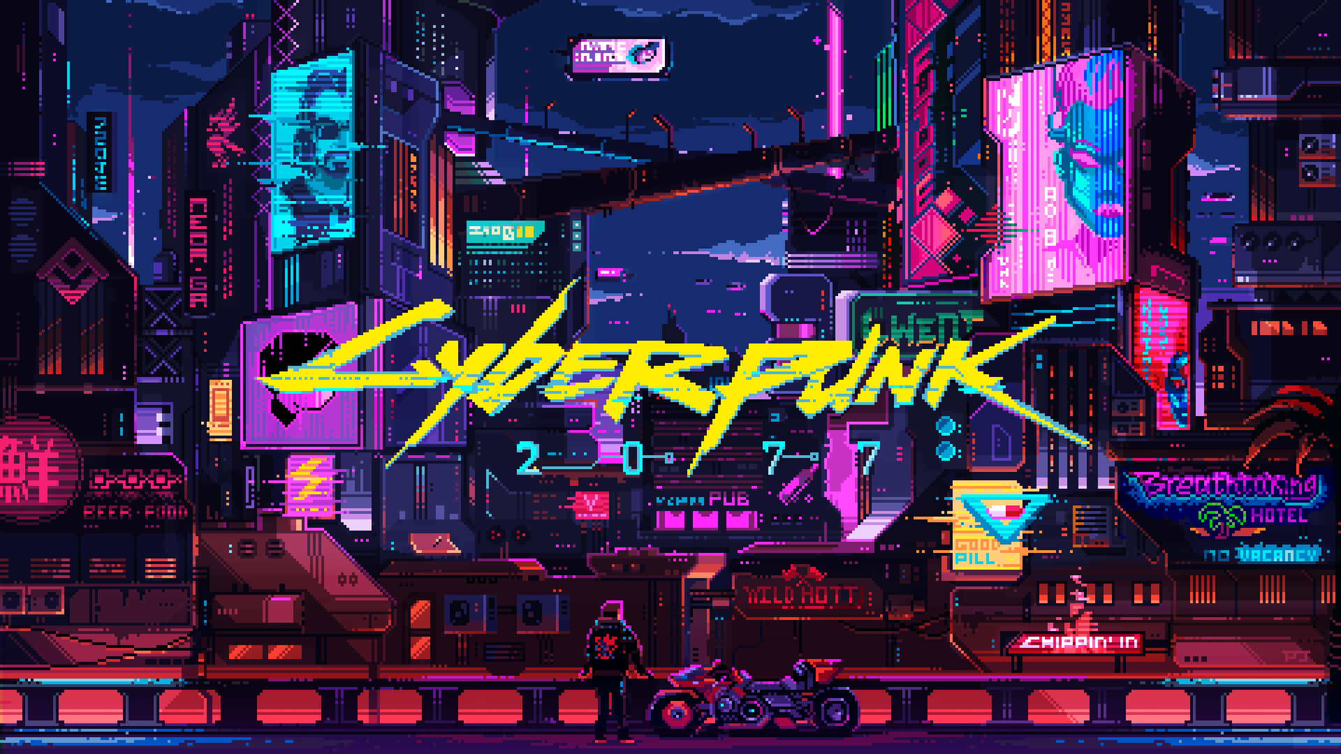 Cyberpunk Pixel Kunst Wallpaper
