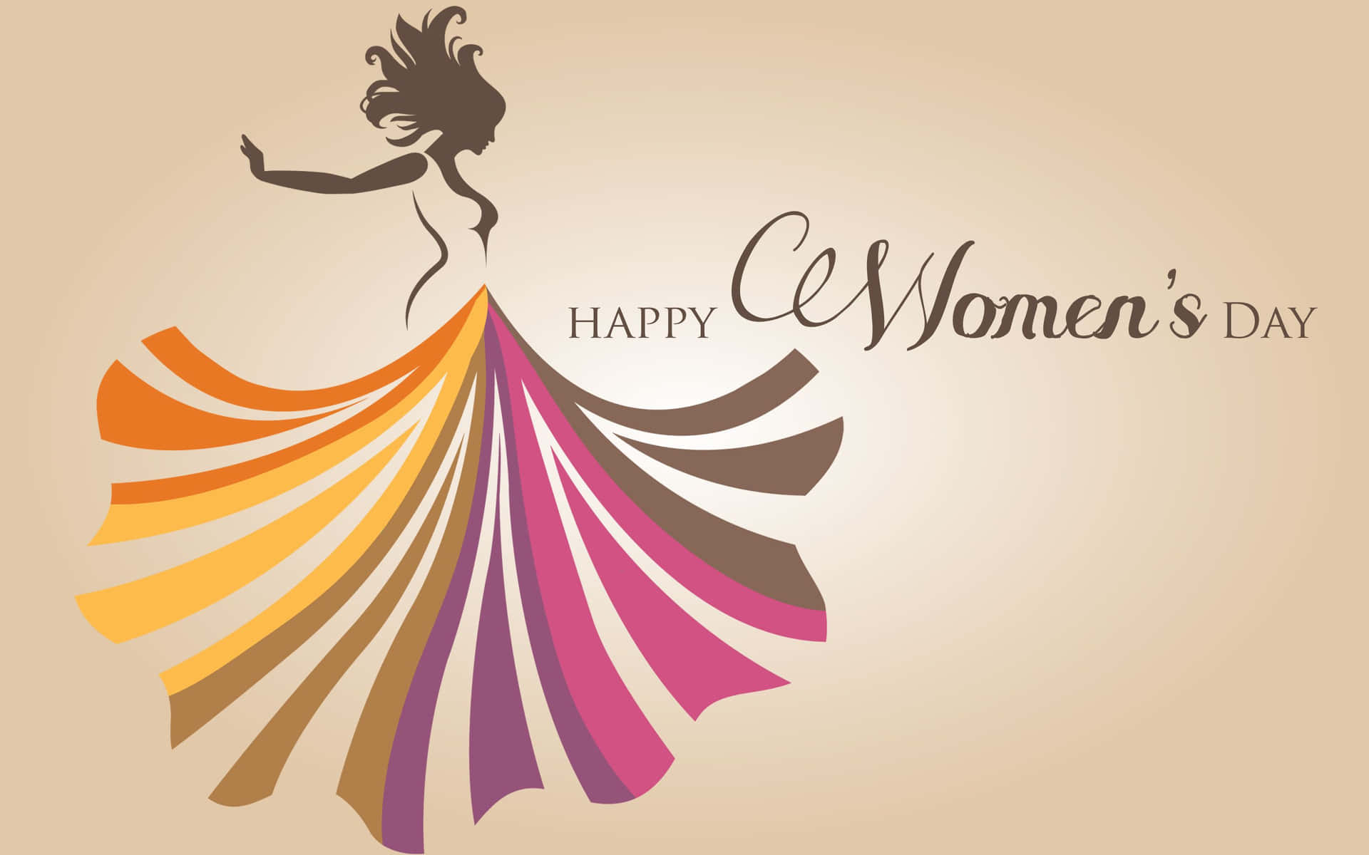 Happy Women's Day grafik med dansande kvinnas silhuett och färgglad flytande kjol. — Dans bilder Bakgrundsbilder