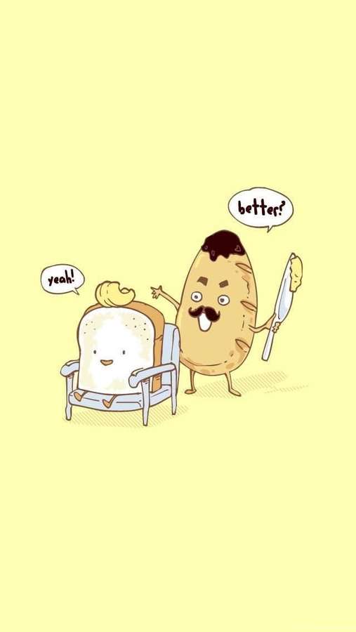 Una papa con bigote le pregunta a una tostada si es mejor untarla con mantequilla. — Dank Fondos de pantalla