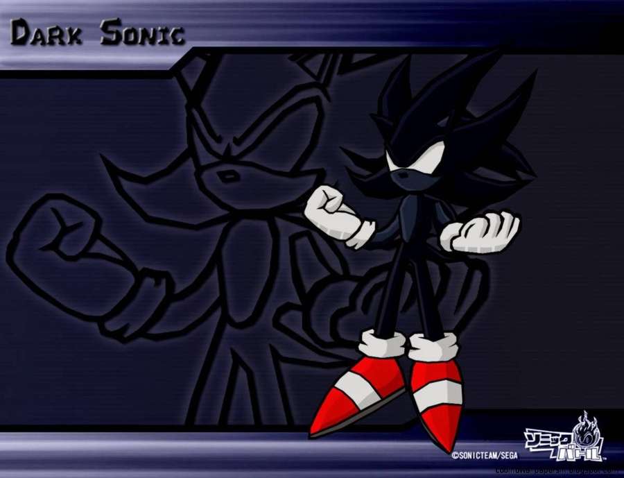 Dark Sonic in a fighting stance with shadow outline behind him. — Dark Sonic Wallpaper