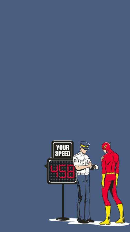 Polizist stoppt The Flash wegen Geschwindigkeitsüberschreitung von 458 mph. — Das Flash iPhone Wallpaper