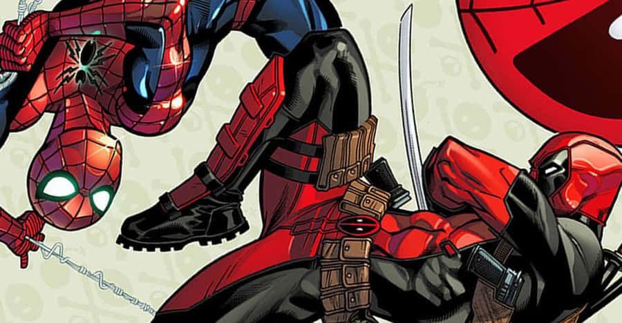 Deadpool En Spiderman Achtergrond