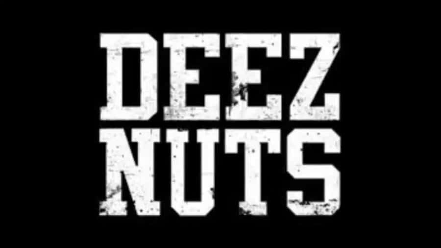 Bold white grunge text saying 'DEEZ NUTS' on black background. — Deez Wallpaper