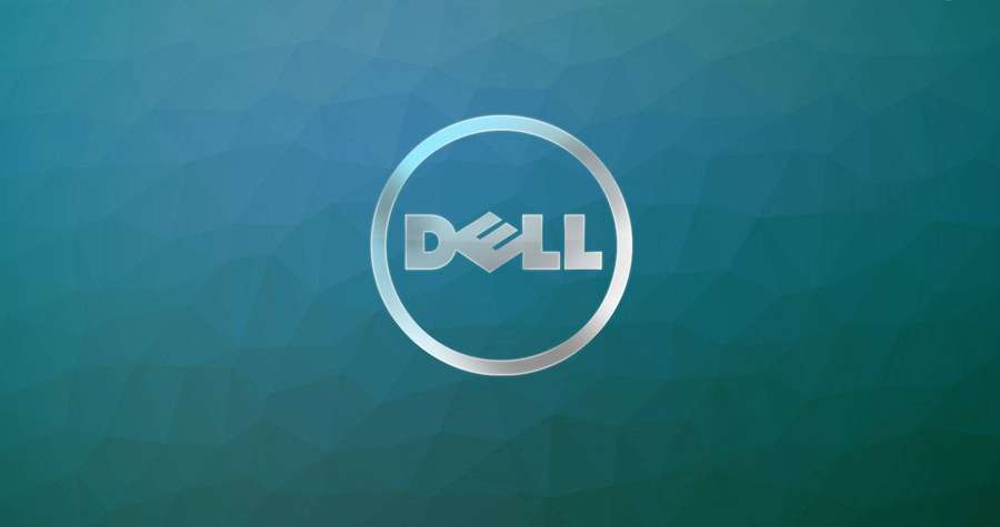Logo Dell su sfondo poligonale verde acqua — Dell Sfondi