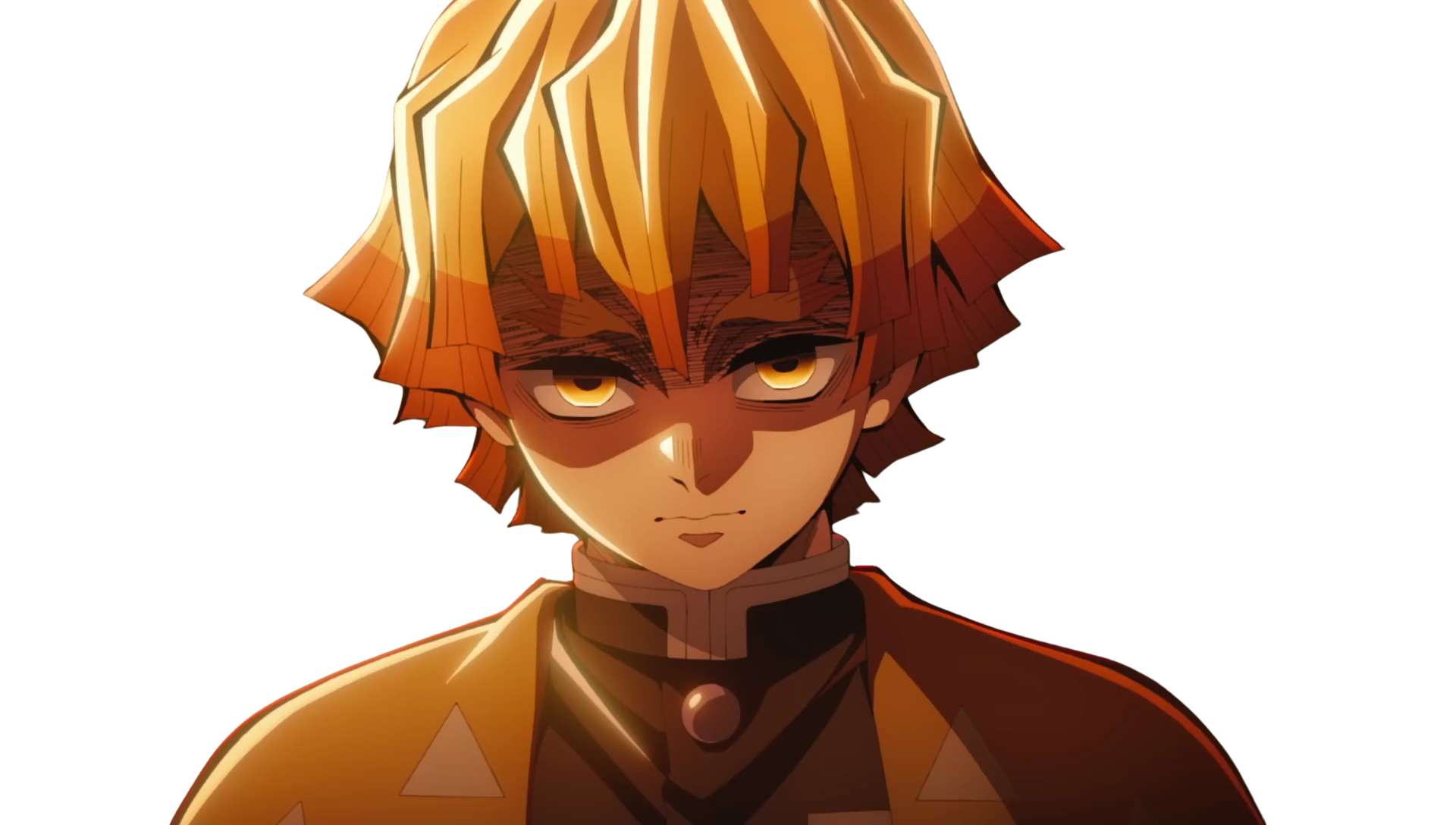 Anime character with orange hair and amber eyes in a dark uniform — Demon PNG