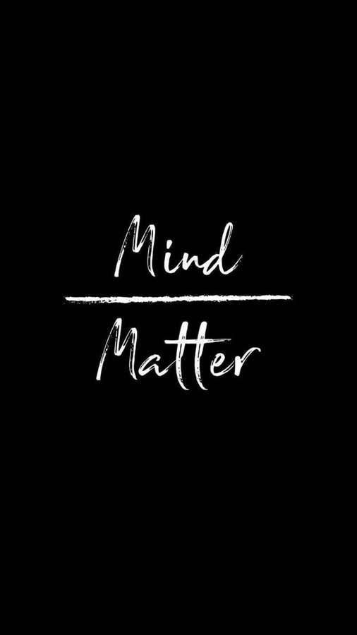 Minimalistisches schwarz-weißes Tapetenbild mit dem Satz 'Mind Matter' in handgeschriebener Schrift. — Denkweise Wallpaper