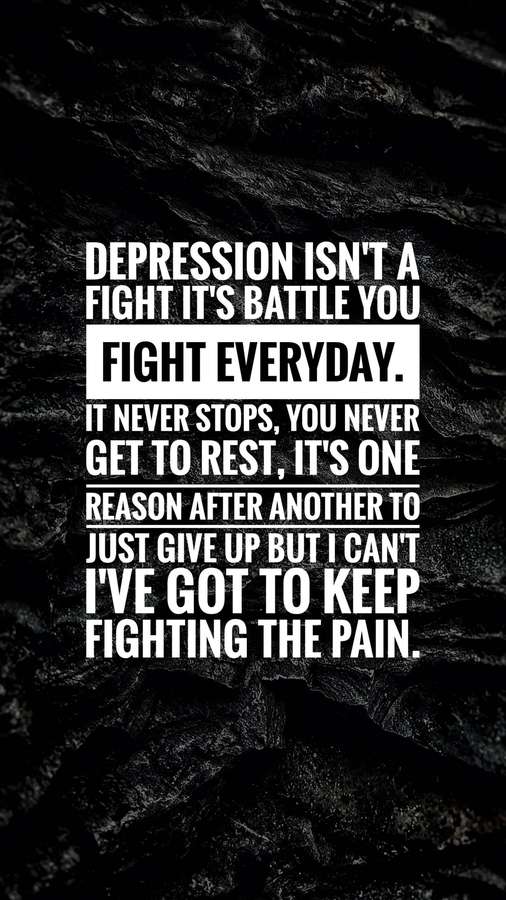 Text quote about fighting depression daily on a black stone background. — Depression Aesthetic Wallpaper