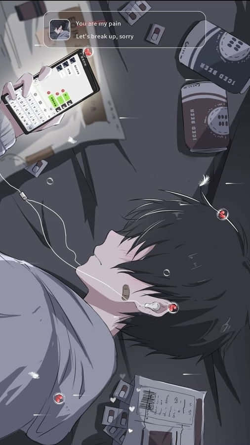 Deprimerad Anime Pojke Wallpaper