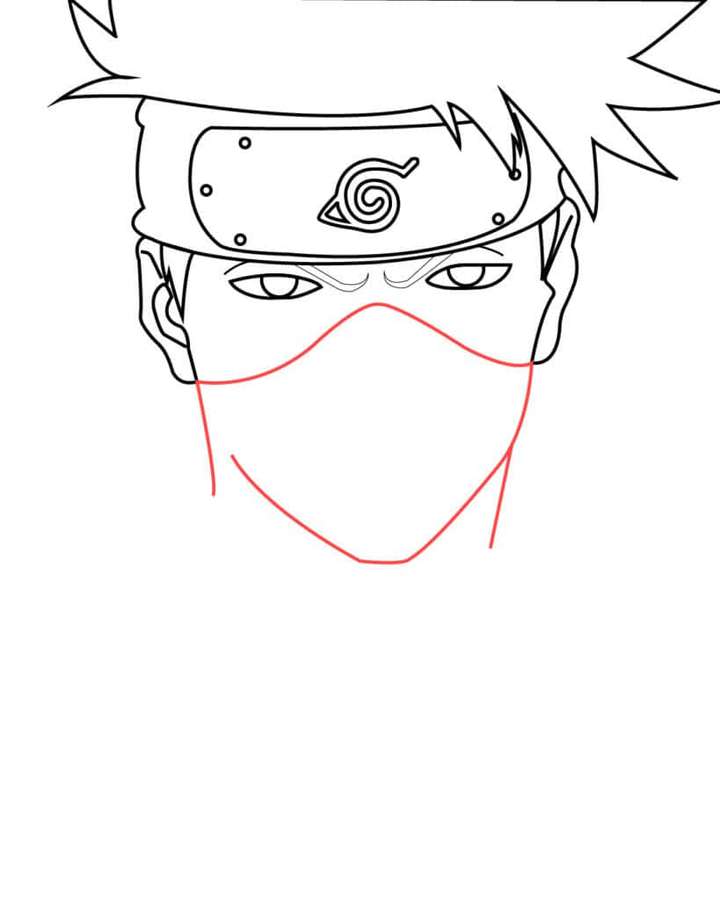 Personagem de anime com máscara e faixa na cabeça em arte linear. — Desenhando Papéis de Parede
