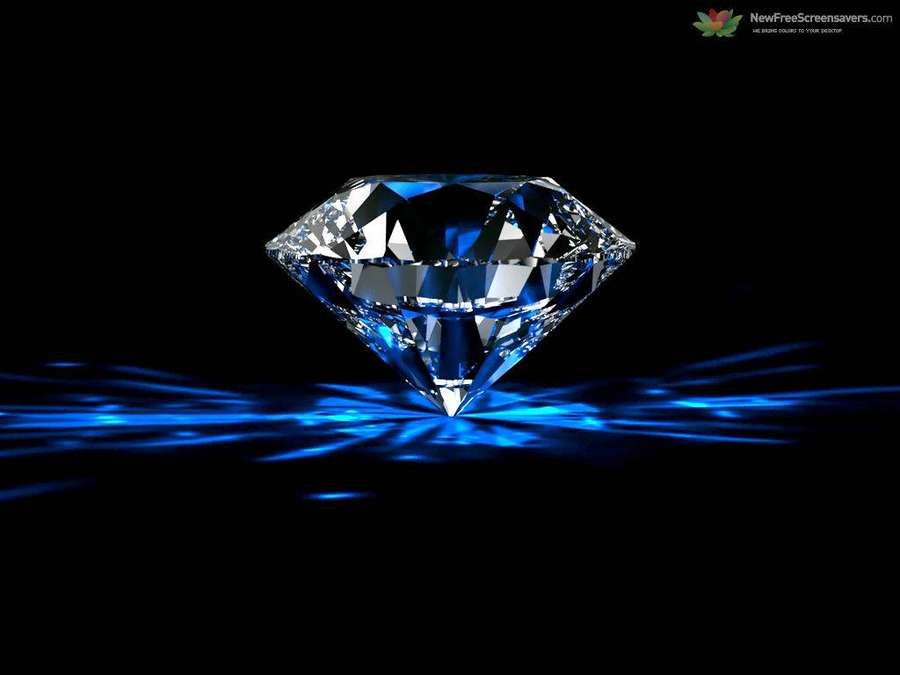 Um diamante azul brilhante irradia luz sobre uma superfície escura. — Diamante Papéis de Parede