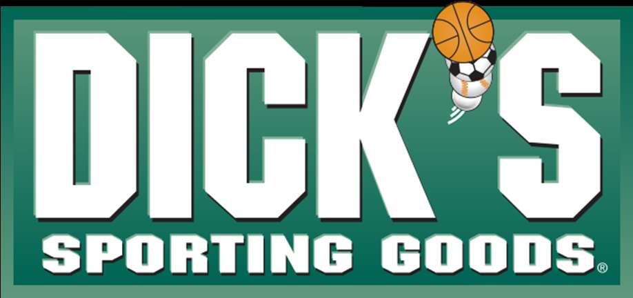 Dick's Sporting Goods logo with basketball and soccer ball graphics. — Dick PNG