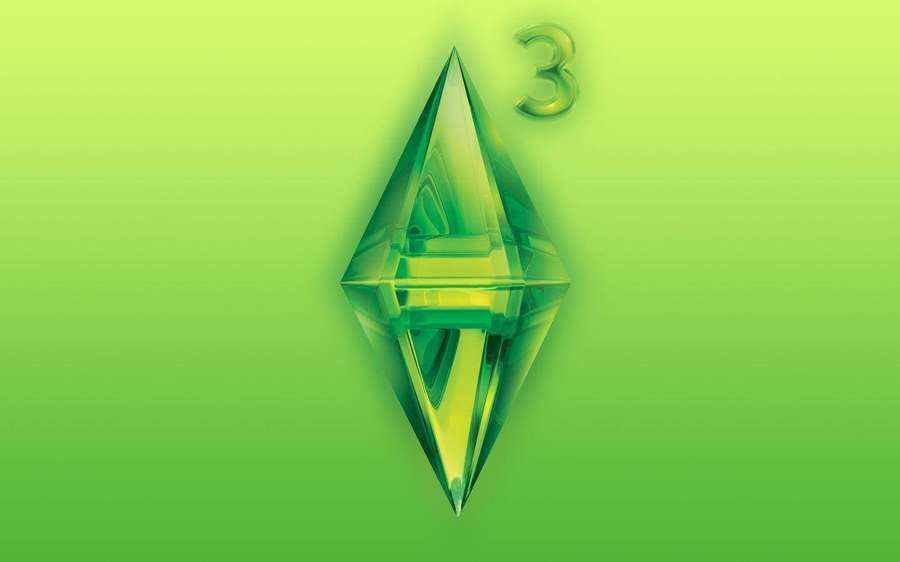 Das Sims 3 Logo in Grün mit einem Farbverlaufshintergrund. — Die Sims bilder Wallpaper