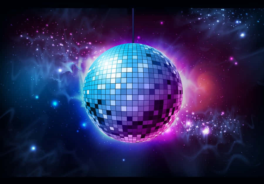 Disco ball- dance the night away- Orange and pink- pink background