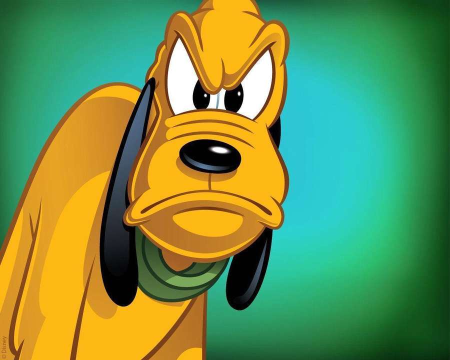 Pluto o cão de desenho animado parecendo irritado com um fundo gradiente verde. — Disney Plutão Papéis de Parede