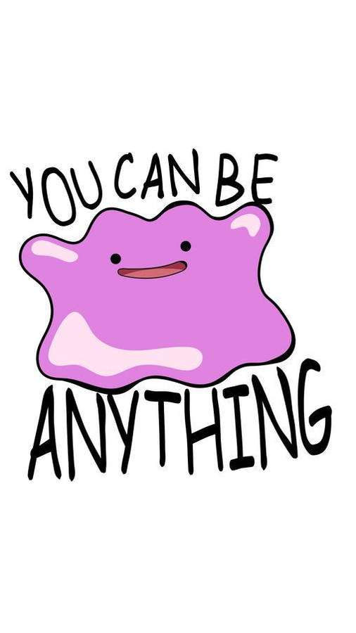 A purple cartoon blob with a smile and the text 'YOU CAN BE ANYTHING' in bold black letters. — Ditto Wallpaper