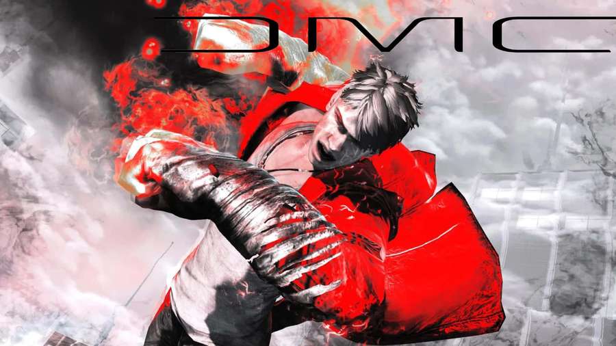 A red-coated demon warrior punches with fire erupting from his fist. — Dmc Wallpaper