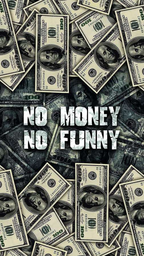 Text 'NO MONEY NO FUNNY' über einem Stapel Hundert-Dollar-Scheine. — Dollar Bilder