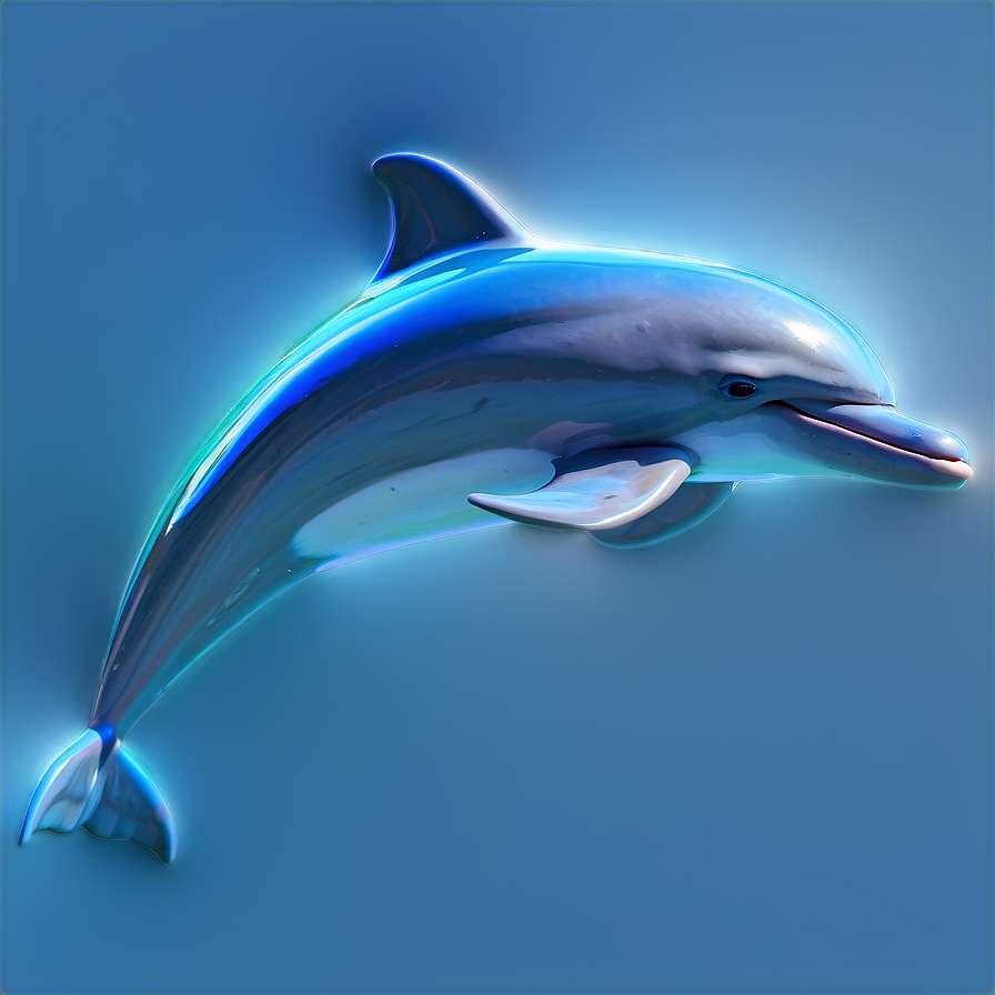 A glowing blue dolphin swimming gracefully in clear water. — Dolphins PNG
