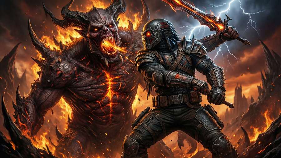 Doomguy impaling a demon with the Crucible sword. — Doomguy Picture