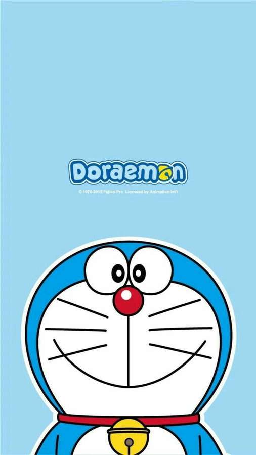 Doraemon the blue robotic cat with red nose and yellow bell smiling — Doraemon iPhone Wallpaper