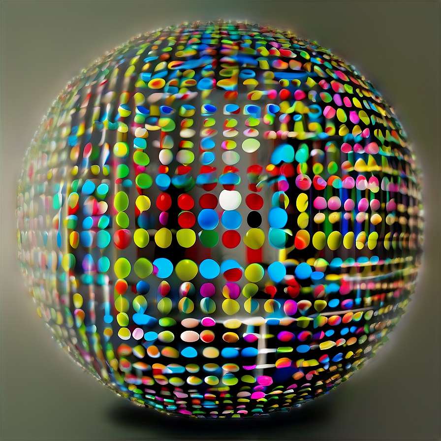 A colorful sphere made of glossy dots reflecting light. — Dot Texture PNG