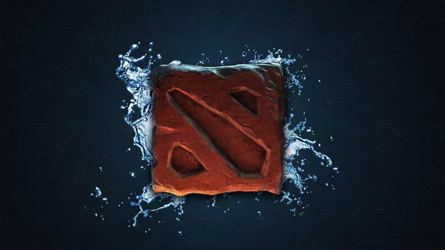 Dota 2 logo breaking through water on dark background — Dota Background