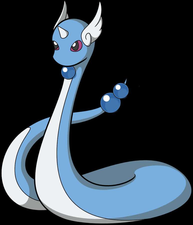 Blue and white anime dragon with horns and wings — Dragonair Wallpaper