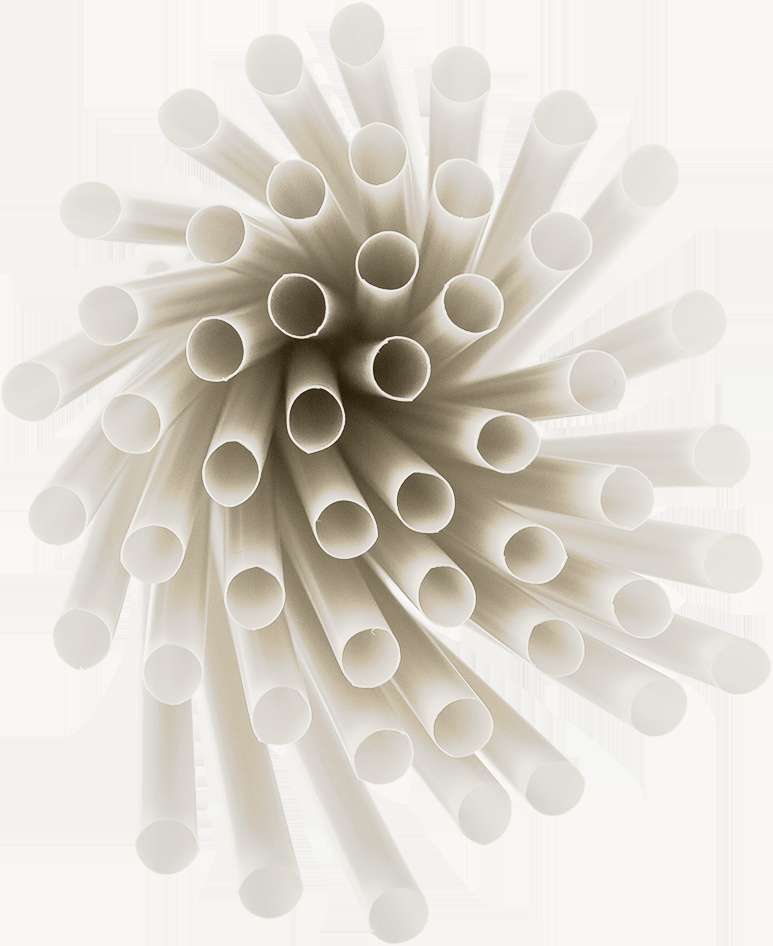 A radial pattern of white plastic straws against a light background. — Drinking PNG