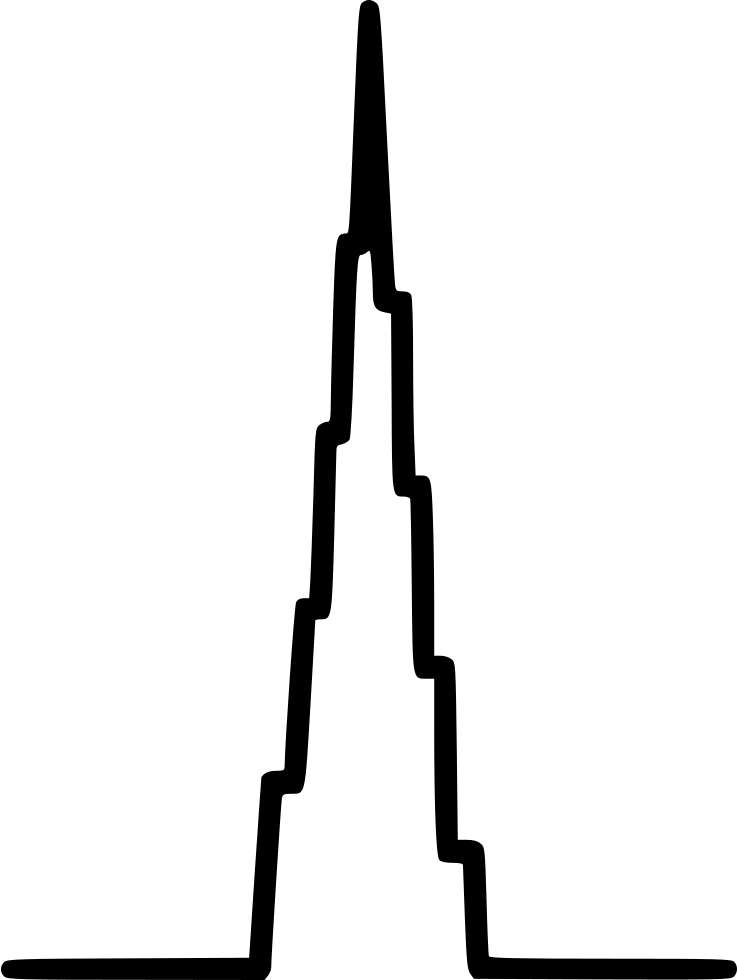 Black line drawing of a tall spire on white background — Dubai PNG