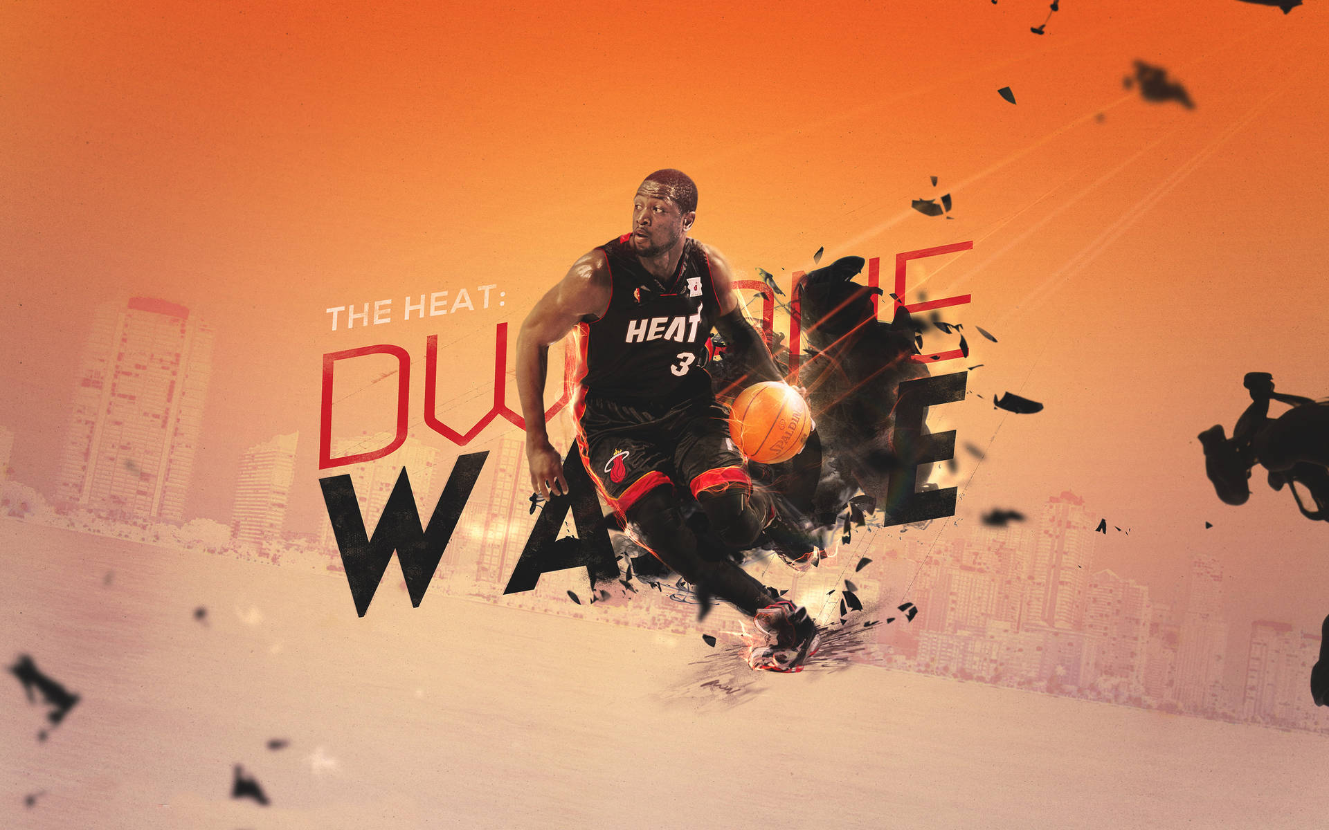 Download NBA Dwayne Wade Miami Heat Jersey Number Three Wallpaper
