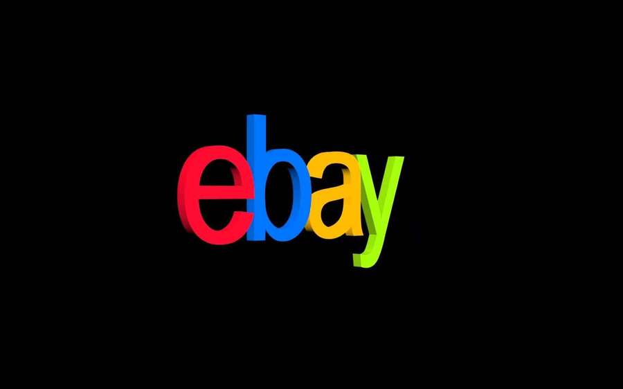 Colorful 3D eBay logo on black background — eBay Background