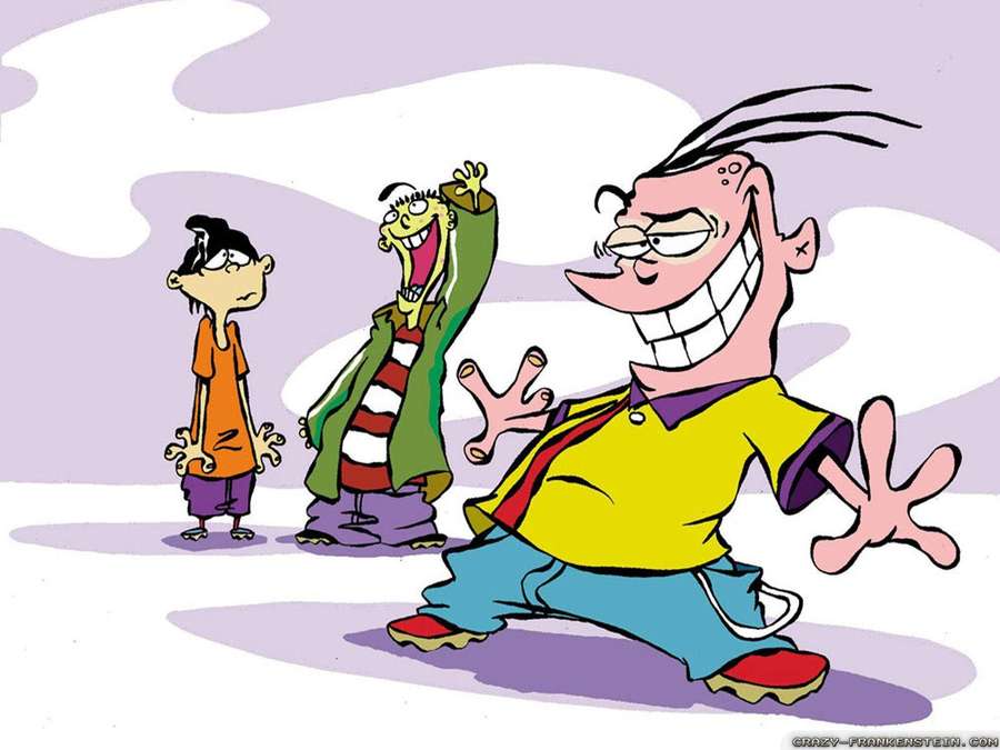 Three cartoon characters with wild expressions and colorful clothes. — Ed Background