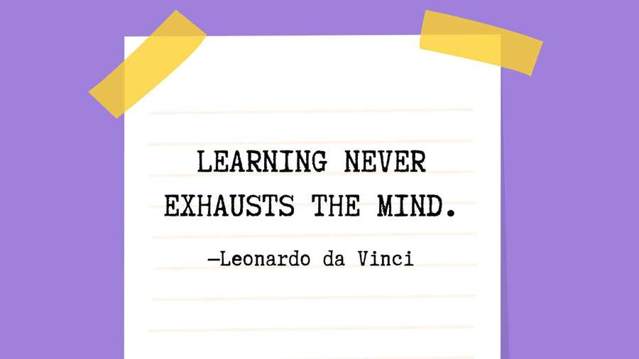 A motivational quote on lined paper taped to a purple background. — Education Quotes Wallpaper