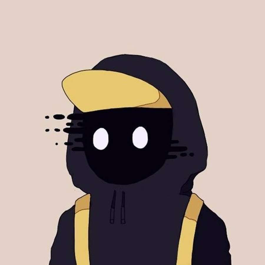 Cartoonfigur in schwarzem Hoodie und gelber Mütze mit Bewegungsunschärfeeffekt. — Einzigartig Wallpaper
