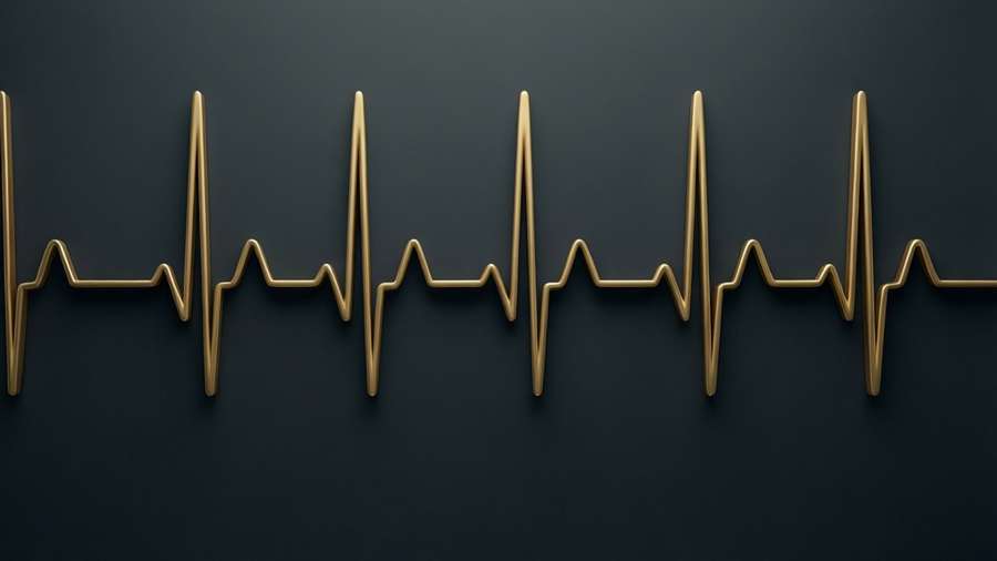 Sleek gold EKG on dark gray — Ekg Wallpaper