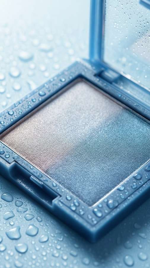 An empty palette with water droplets, evoking a fresh, dewy morning aesthetic. — Empty Makeup Palette Wallpaper