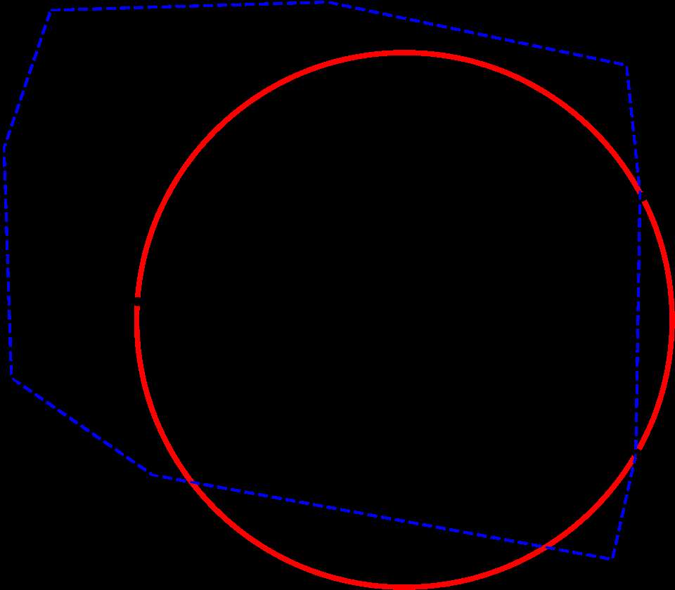 Red circle and blue hexagon overlapping on black background — Empty PNG