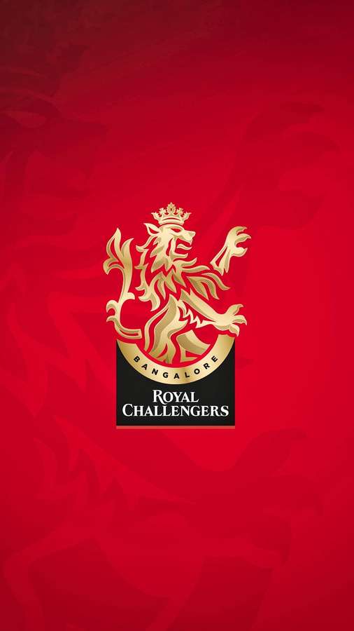 Logotipo do time de críquete Royal Challengers Bangalore com leão dourado em fundo vermelho — Equipe Rcb Papéis de Parede