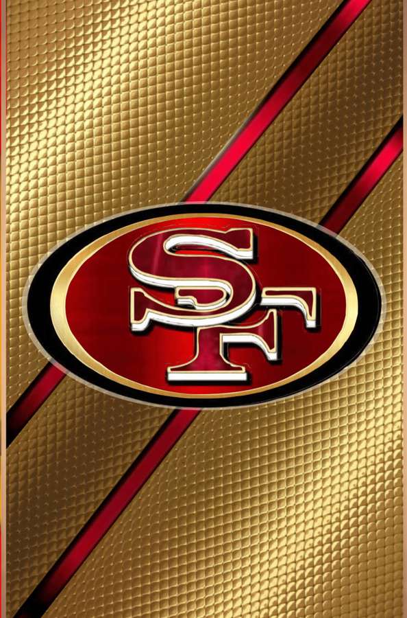 Logotipo de los San Francisco 49ers sobre fondo dorado texturizado con rayas rojas — Equipo Fondos de pantalla