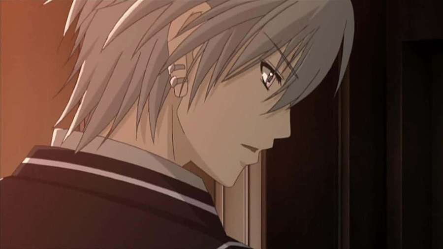Anime boy with silver hair and eyepatch in school uniform looking sideways. — Eri Kisaki Wallpaper